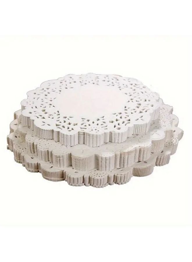 100 Sheets Round Lace Paper Placemats Oil Absorbing Baking Mats For Pizza Cake Pastry Floral Patterns - Image 4